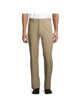 George Men S Flat Front Wrinkle Resistant Pants BEIGE STRAIGHT LEG 38X30 NWT